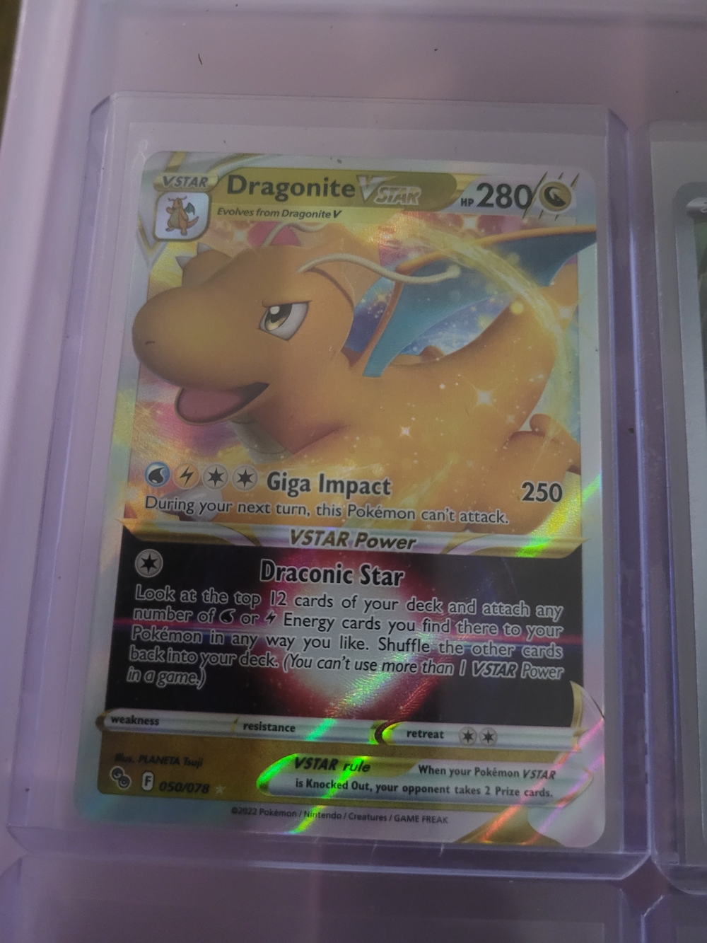 Pokemon Dragonite VSTAR Holo Yellow Gold Card
